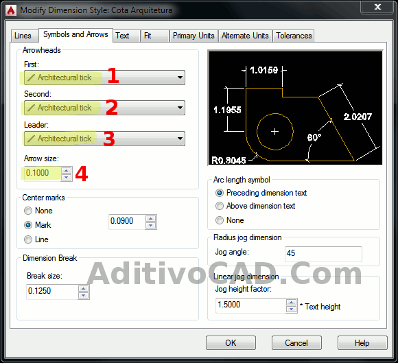 Configura Arrows/Setas