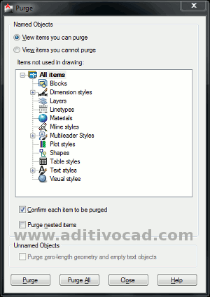 Purge no AutoCAD