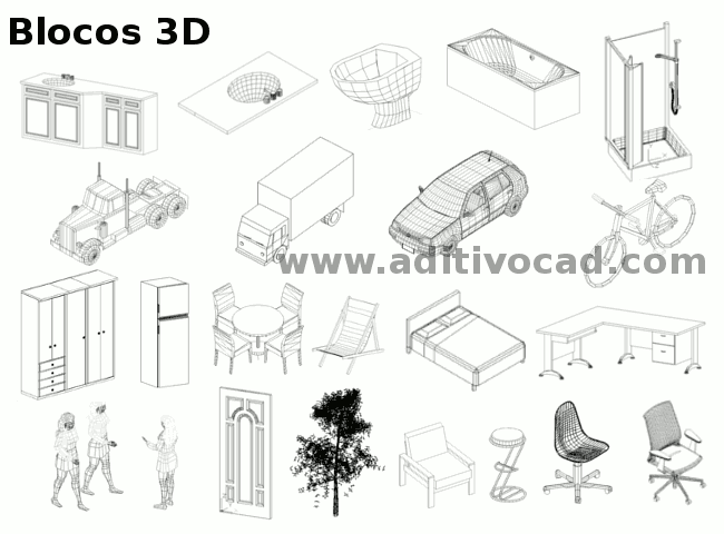 Blocos - Blocos DWG de Mobiliário