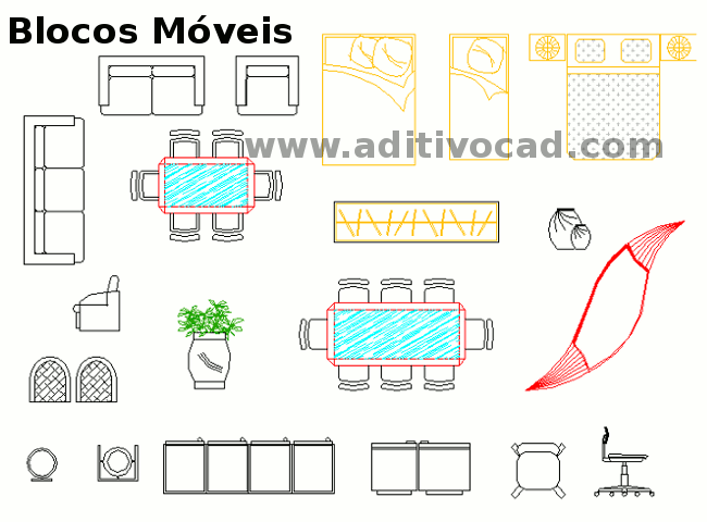 Blocos - Blocos DWG de Mobiliário