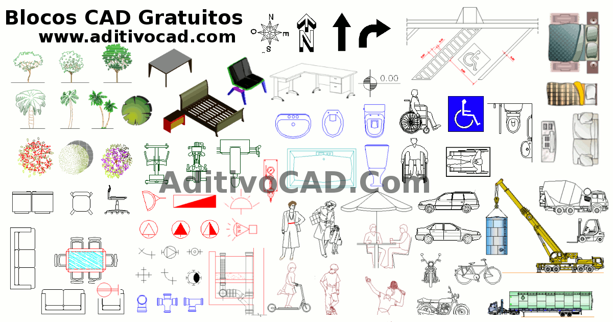 Blocos com árvores em vista., - Detalhes do Bloco DWG