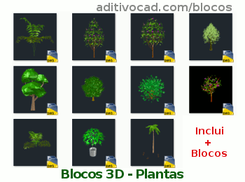 Blocos CAD/Dwg vegetações paisagismo para AutoCAD - Download