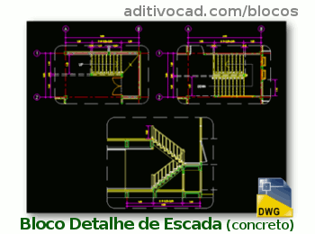 Escada de um lance. em AutoCAD, Baixar CAD (93.88 KB)