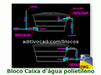 Baixar Bloco Ligação caixa d'água polietileno | Dwg/AutoCAD