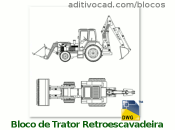 Trator agrícola em vistas., - Detalhes do Bloco DWG